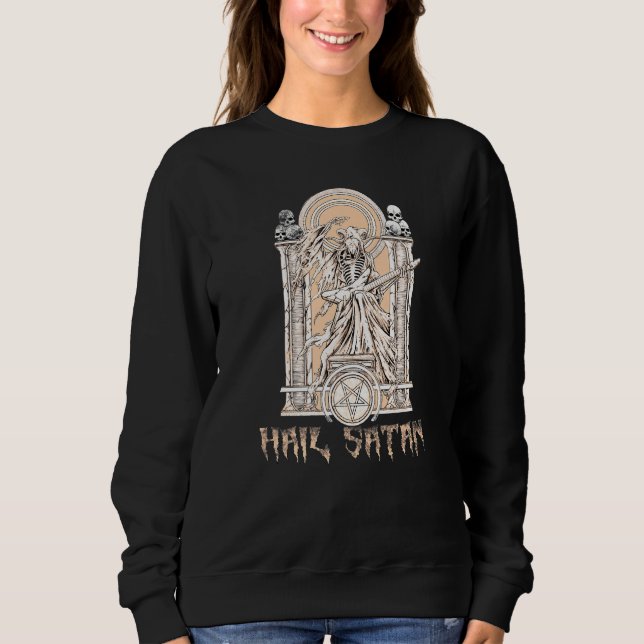 Baphomet spelar elgitarr hail satan djävul 666 t shirt (Framsida)