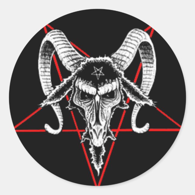 Baphomet Sticker Runt Klistermärke (Framsida)