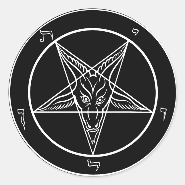 Baphomet Stickers Runt Klistermärke (Framsida)