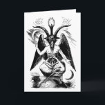 Baphomet (svart) kort<br><div class="desc">Baphomet är en föreställd pagan gudom som upplivas i det 19th århundradet som en figur av Satanism. Den visades först i en sen tolfte århundradeProvenÃ§al dikt som en korruption av "Muhammad", men mer sistnämnd visades den som en benämna för en pagan förebild i försökavskrifter av räfsten av riddarna Templar i...</div>