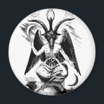Baphomet (svart) magnet<br><div class="desc">Baphomet är en tänkt pagan gudom, som återupplivades på 1800-talet som Satanismens figur. Proven Alojal dikt, som var en korrupt "Muhammad", framträdde för första gången på ett sent 1200-tal som en korruption, men senare framstod den som en term för en pagan idol i provutskrifter av inkvisitionen av Knight-mallen på 1300-talet...</div>