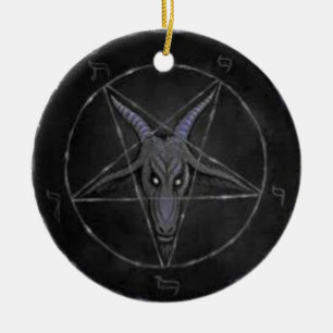 Baphomet svart och gråttrundaprydnad julgransprydnad keramik