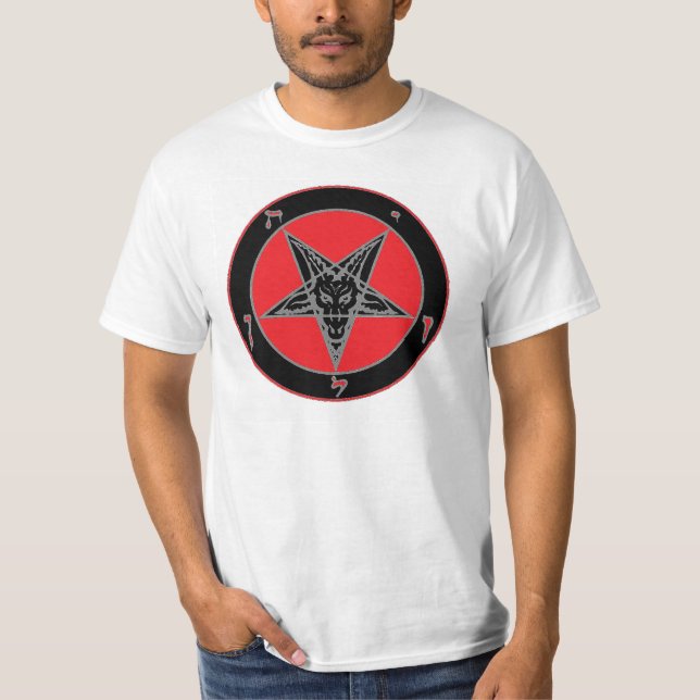 Baphomet (svart, rött och Grått) T Shirt (Framsida)