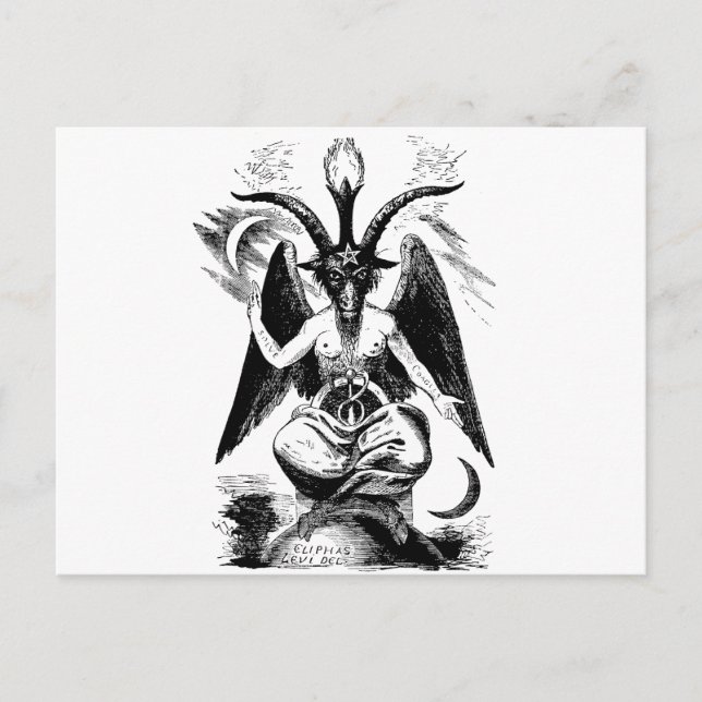 Baphomet (svart) vykort (Framsida)