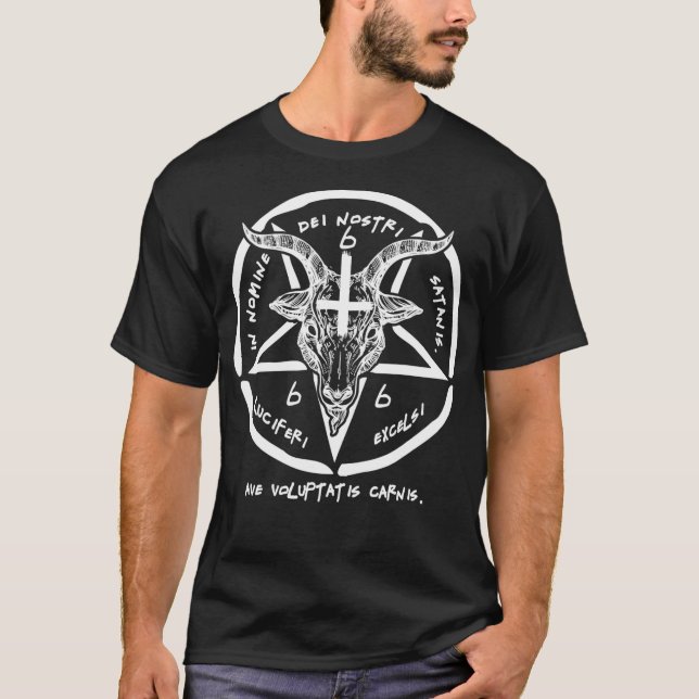 BAPHOMET T SIGIL OF SATAN THE GOAT HEAD GOD T SHIRT (Framsida)