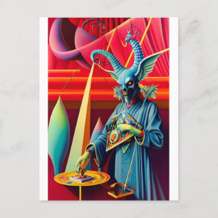 Baphomet tar Bait Fantasy Vykort