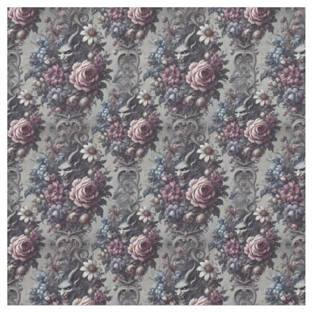 Baphomets Bouquet - Gothic Dense Tile Tyg (Närbild)