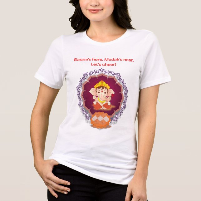 Bappa’s Here Modak’s Near Ganesh Chaturthi T-Shirt (Framsida)