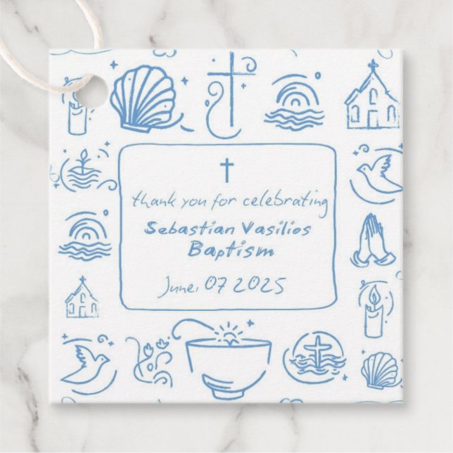 Bapstim Baby Bog Märkre Gåvor Etiketter (Framsida)