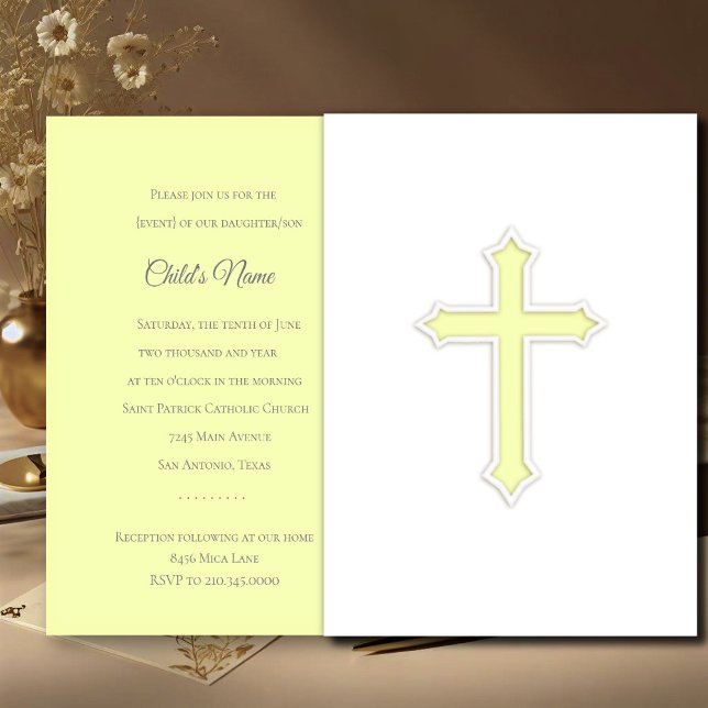 Baptism 1:a bekräftelse från kommissionen Kor Gult Inbjudningar (Skapare uppladdad)