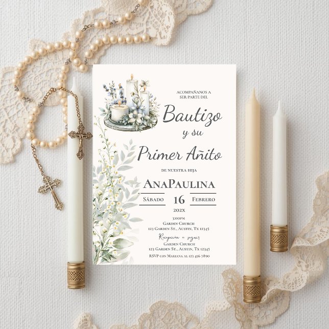 Baptism and first year invitation in Spanish Inbjudningar (Skapare uppladdad)