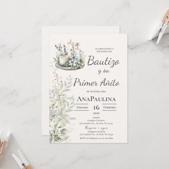 Baptism and first year invitation in Spanish Inbjudningar (Fram/Back In Situ)