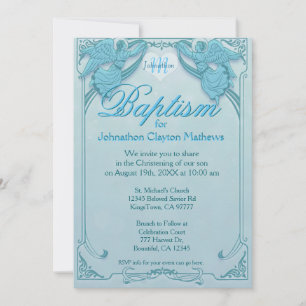 Baptism Angel Monogram Inbjudningar