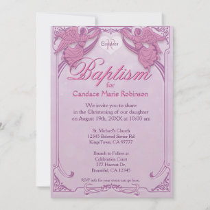 Baptism Angel Monogram Inbjudningar