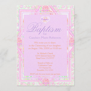 Baptism Angel Monogram Inbjudningar