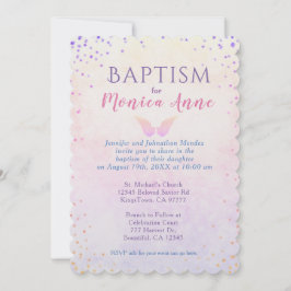 Baptism | Angel Vingar & Rainbow Confetti Inbjudningar