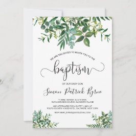 Baptism Announcement Greenery Gender Neutral Inbjudningar