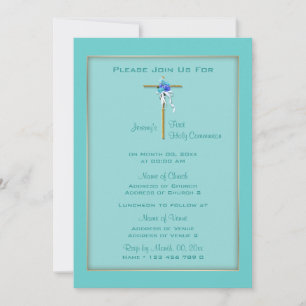 Baptism aqua communion guld elegant inbjudningar