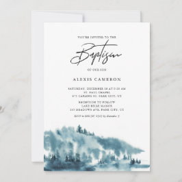 Baptism av blåfärgad skog inbjudningar