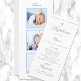 Baptism | Baby blue inbjudan till Christening Phot