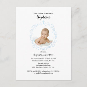 Baptism Baby Photo Christian Religiösa Händelse Inbjudan Vykort