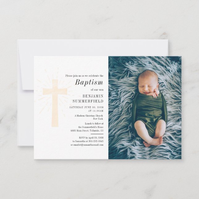 Baptism Baby Photo Christian Religiösa Händelse Inbjudningar (Framsida)