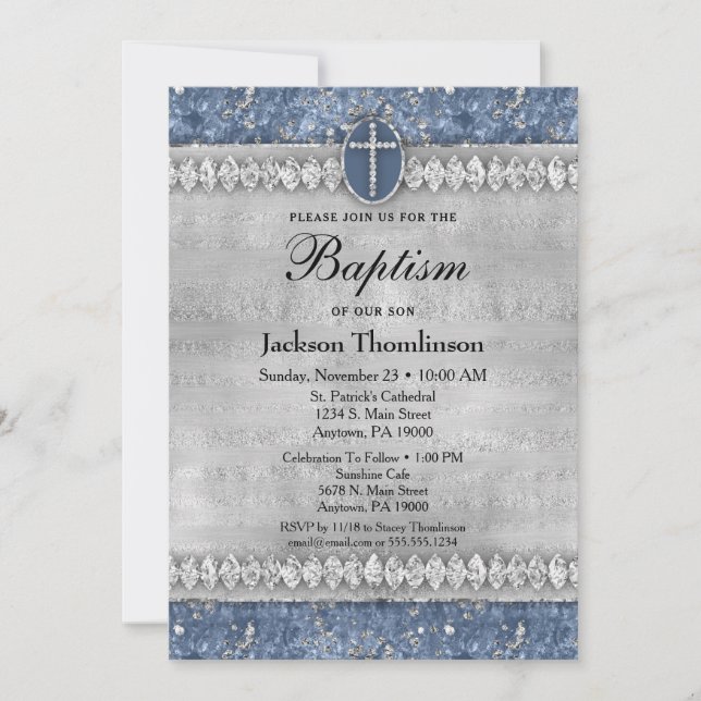 Baptism Baptism - Blådiamanter Baptisminbjudan Inbjudningar (Framsida)