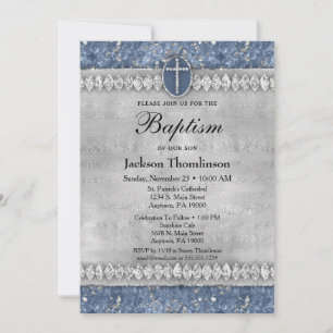 Baptism Baptism - Blådiamanter Baptisminbjudan Inbjudningar