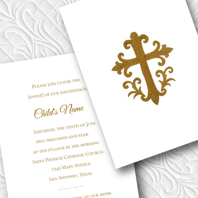 Baptism Bekräftelse 1:a kommunfullmäktige Guld Kor Inbjudningar (Skapare uppladdad)