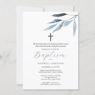 Baptism Bjuka blå botaniker Inbjudningar