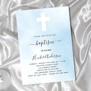 Baptism blå himmel gosse kor lyx inbjudningar