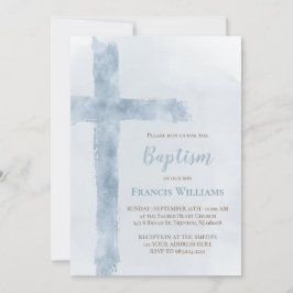 Baptism, blå vattenfärg kor inbjudningar
