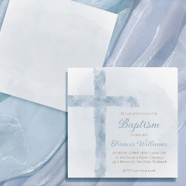 Baptism, blå vattenfärg kor inbjudningar