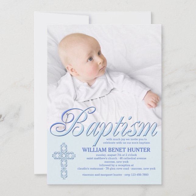 Baptism - Blåfotomedbjudan Ord Inbjudningar (Framsida)