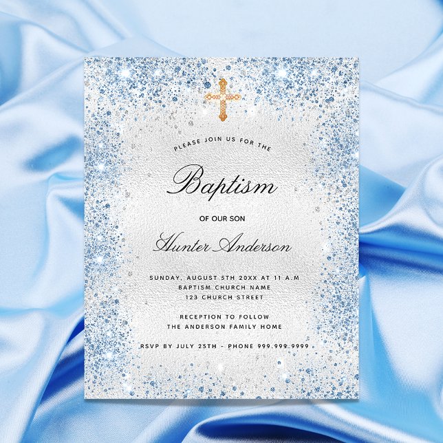 Baptism Blåpojkinbjudan till silver (Skapare uppladdad)