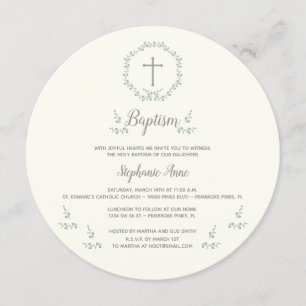 Baptism Blått och Grönt Löv Utandning Inbjudningar