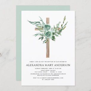 Baptism Blommigt Eucalyptus Greenery Inbjudningar
