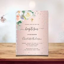 Baptism blommigt ro guld rosa Flicka elegant