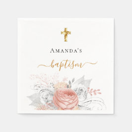Baptism Blomvita eleganten namn Pappersservett