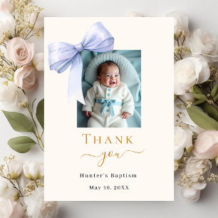 Baptism Blue bow fotocrys Tack Kort