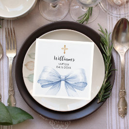 Baptism Blue bow guld kor Pappersservett