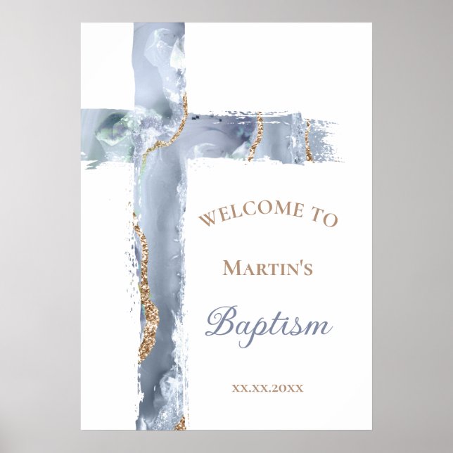 Baptism | blue cross welcome sign poster (Framsidan)