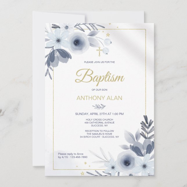 Baptism Blue Inbjudningar (Framsida)