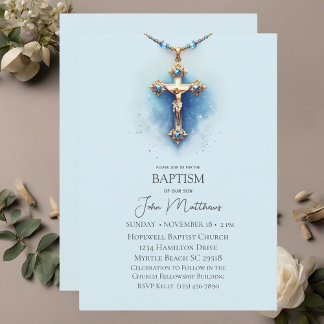 Baptism Blue Religiösa Kor Boys Inbjudningar