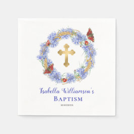 Baptism Blue Wildblomma & Butterfly Napkins Pappersservett