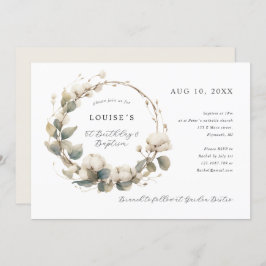 Baptism bomull och eukalyptus andedräkt inbjudningar