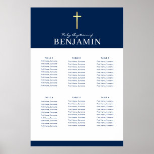 BAPTISM BORD PLAN 6 bord modern marin Poster