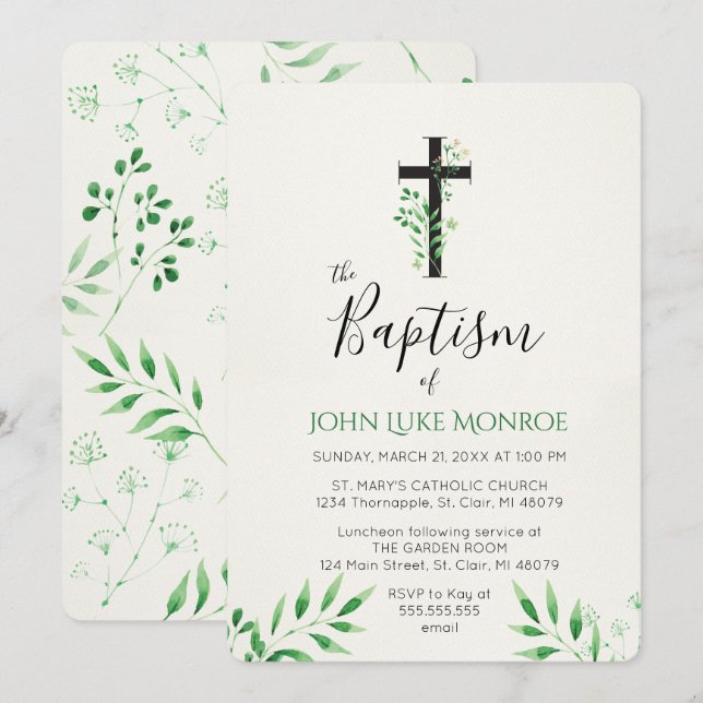 Baptism - botanisk inbjudan (Fram/baksida)