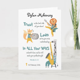 Baptism Boy Funny Musical Animals och Bible Verse Kort