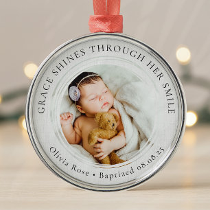 Baptism Boy Girl Phot Keepsaké Grace Shines Julgransprydnad Metall
